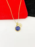 Gold Lapis lazuli Pendants Necklace Birth Month Gemstone Jewelry Gifts, Personalized Customized Gifts, N3384A