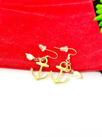 Gold Anchor with Pearl Charm Earrings Pet Lover Jewelry Gifts, N866B