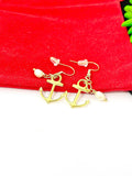 Gold Anchor with Pearl Charm Earrings Pet Lover Jewelry Gifts, N866B