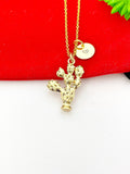 Gold Cactus Charm Necklace Best Friends Jewelry Gifts, Personalized Customized Gifts, N296A