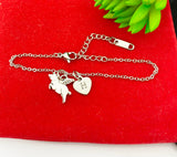 Silver Pig with Wings Charm Bracelet Personalized Customized Gifts, N1743A