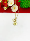 Gold Bee Charm Necklace, Personalized Initial Pendant