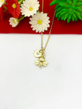 Gold Bee Charm Necklace, Personalized Initial Pendant