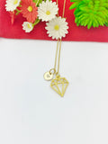 Gold Diamond Shape Charm Necklace Diamond Gifts, Personalized Customized Gifts, N5345