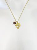 Gold Diamond Shape Charm Necklace Diamond Gifts, Personalized Customized Gifts, N5345