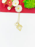 Gold Diamond Shape Charm Necklace Diamond Gifts, Personalized Customized Gifts, N5345