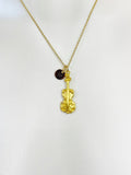 Gold Violin Viola Charm Necklace, Musical Instrument Jewelry Gifts, Personalized Customized Gifts, N5349