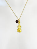 Gold Violin Viola Charm Necklace, Musical Instrument Jewelry Gifts, Personalized Customized Gifts, N5349