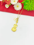 Gold Violin Viola Charm Necklace, Musical Instrument Jewelry Gifts, Personalized Customized Gifts, N5349