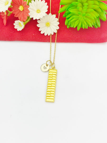 Gold Piano Keyboard Charm Necklace Musical Instrument Jewelry Gifts, Personalized Customized Gifts, N5350