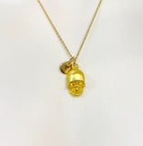 Gold Halloween Skeleton Charm Necklace Gothic Jewelry Gifts, Personalized Customized Gifts, N5355