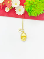 Gold Halloween Skeleton Charm Necklace Gothic Jewelry Gifts, Personalized Customized Gifts, N5355