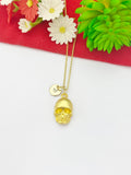 Gold Halloween Skeleton Charm Necklace Gothic Jewelry Gifts, Personalized Customized Gifts, N5355