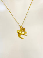 Gold Swallow Bird Charm Necklace Mother Jewelry Gifts, Personalized Customized Gifts, N785A