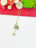 Gold Coconut Tree Charm Necklace Palm Tree Beach Jewelry Gifts, Personalized Customized Gifts, N5356