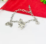 Silver Director Chair Drama Mask Charm Bracelet Drama Club Gifts, Personalized Customized Gifts, N2213G