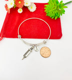 Silver Injection Syringe Bracelet Phlebotomists Medical School Jewelry Gifts, Personalized Customized Gifts, N92A