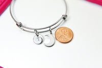 Stainless Steel Crescent Moon Charm Bracelet Crescent Moon Jewelry Gifts, Personalized Customized Gifts, N4444A