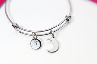 Crescent Moon Charm Bracelet, Crescent Moon Jewelry Gifts, N4444A