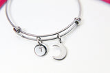 Crescent Moon Charm Bracelet, Crescent Moon Jewelry Gifts, N4444A
