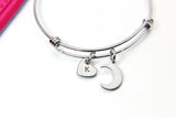Stainless Steel Crescent Moon Charm Bracelet Crescent Moon Jewelry Gifts, Personalized Customized Gifts, N4444A