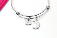 Stainless Steel Crescent Moon Charm Bracelet Crescent Moon Jewelry Gifts, Personalized Customized Gifts, N4444A