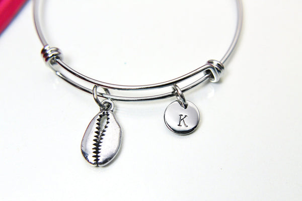 Silver Cowrie Charm Bracelet Beach Jewelry Gifts, Personalized Customized Gifts, N1239A