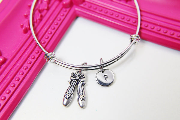 Silver Ballet Shoe Charm Bracelet Ballet Jewelry Gifts, Personalized Customized Gifts, N4571B