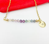 Fluorite Necklace Natural Gemstone Jewelry, Gold Necklace, Personalized Customized Gifts, N4277C