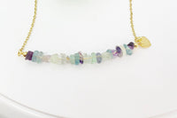 Gold Fluorite Necklace Natural Gemstone Jewelry, Personalized Customized Gifts, N4277D