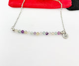 Silver Fluorite Necklace Natural Gemstone Jewelry, Gold Necklace, Personalized Customized Gifts, N4277F
