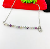 Silver Fluorite Necklace Natural Gemstone Jewelry, Gold Necklace, Personalized Customized Gifts, N4277F