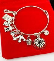 Beat Christmas Gifts, Silver Baking Charms Bracelet Bakery Baker Jewelry Gifts, Personalized Customized Gifts, N1786B