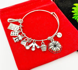 Beat Christmas Gifts, Silver Baking Charms Bracelet Bakery Baker Jewelry Gifts, Personalized Customized Gifts, N1786B