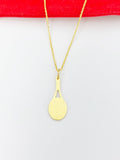 Best Christmas Gifts for Tennis Player, Gold Stainless Steel Tennis Racket Charms Necklace N45