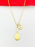 Best Christmas Gifts for Tennis Player, Gold Stainless Steel Tennis Racket Charms Necklace N45