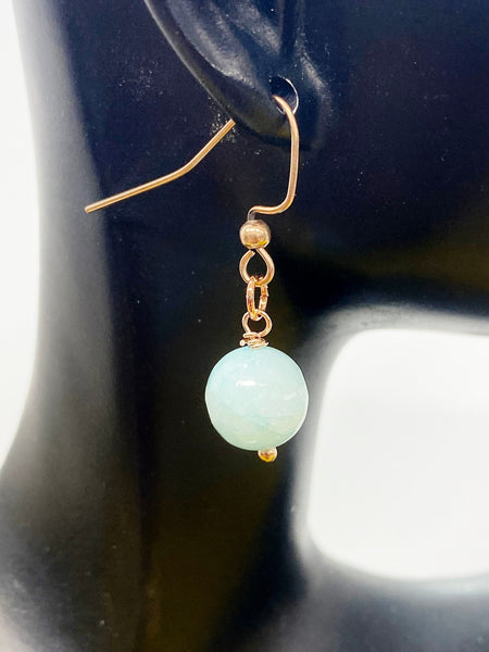 Rose Gold Natural Jade Earrings, Best Seller Christmas Gifts for Bestfriends, N3703B