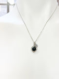 Obsidian Necklace, Natural Gemstone Jewelry, Spinner Silver Necklace, N5055A