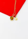 Gold Tiger Eye Necklace, Natural Gemstone Jewelry, Spinner Necklace, N5055C