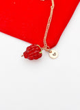 Rose Gold Red Raspberry Necklace, Handmade Lampwork Raspberry Charm Best Seller Christmas Gifts, N5304B