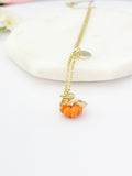 Gold Orange Pumpkin Necklace Fall Gifts, N1790A