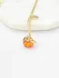 Gold Orange Pumpkin Necklace Fall Gifts, N1790A