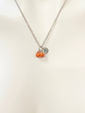 Silver Orange Pumpkin Necklace Best Fall Gifts, N1790B