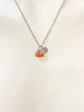 Silver Orange Pumpkin Necklace Best Fall Gifts, N1790B