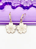 Gold Cherry Blossom Sakura Flower Charm Earrings, Hypoallergenic, Best Seller Christmas Gifts for Girls, N2965A