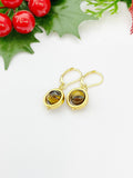 Natural Tiger Eye Hypoallergenic Hoop Earrings, Best Christmas Gifts, N4691C