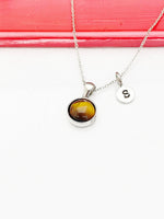 Tiger Eye Necklace, Natural Gemstone Jewelry N3586