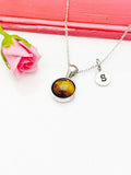 Tiger Eye Necklace, Natural Gemstone Jewelry N3586