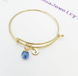 Gold Natural Blue Spot Jasper Charm Bracelet, N2798A