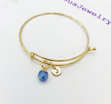 Gold Natural Blue Spot Jasper Charm Bracelet, N2798A